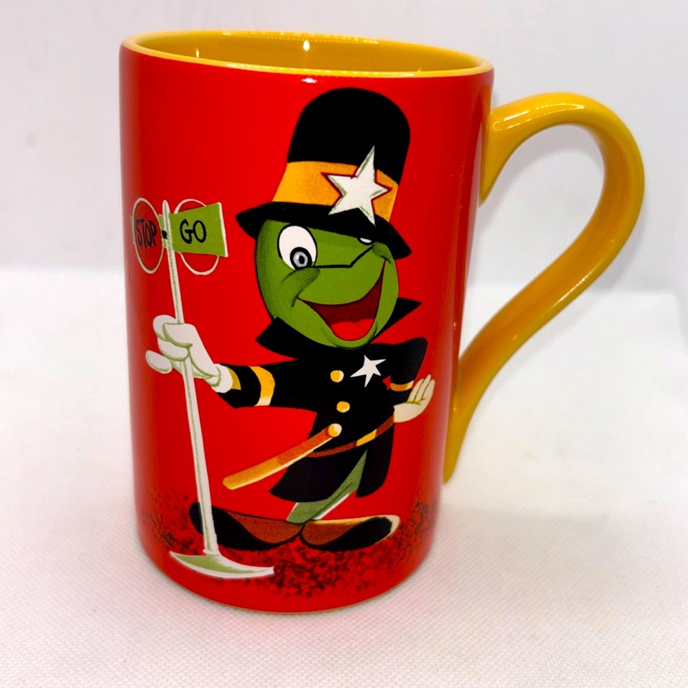 Disney Store Jiminy Cricket Traffic Cop Double Sided Ceramic 16 Oz Mug Cup